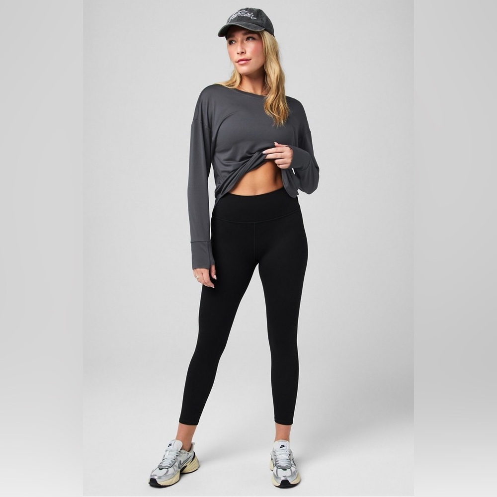 FABLETICS POWERHOLD Classic Black Cropped Leggings with Mesh side